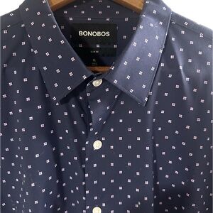 Bonobos Dark Blue Shirt with White Dots